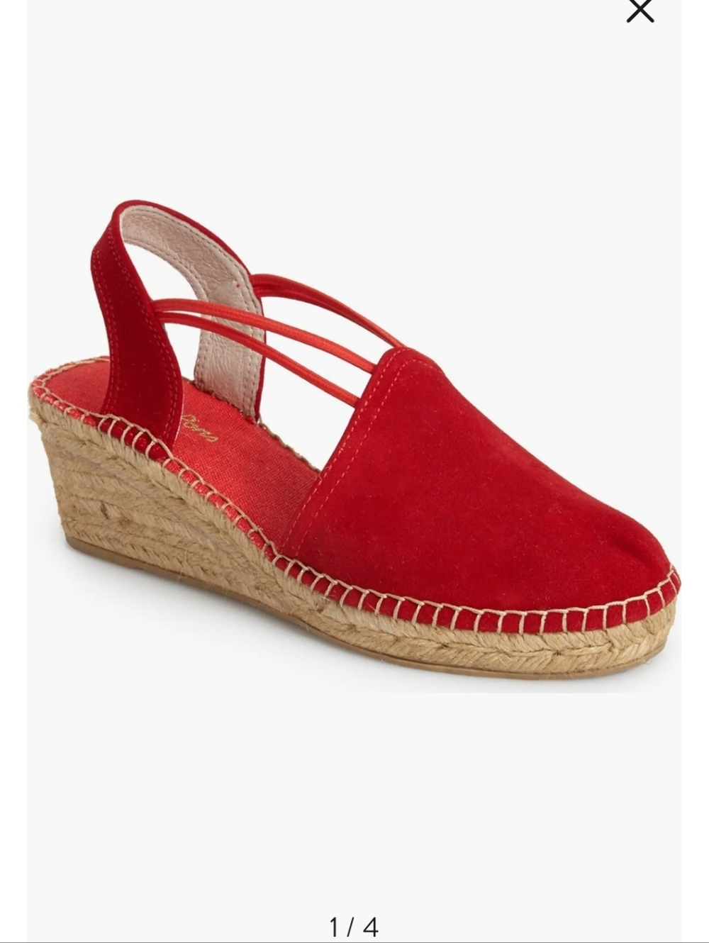 Toni Pons Tremp  Espadrille Wedge Sandals Red Suede Slingback Size 40